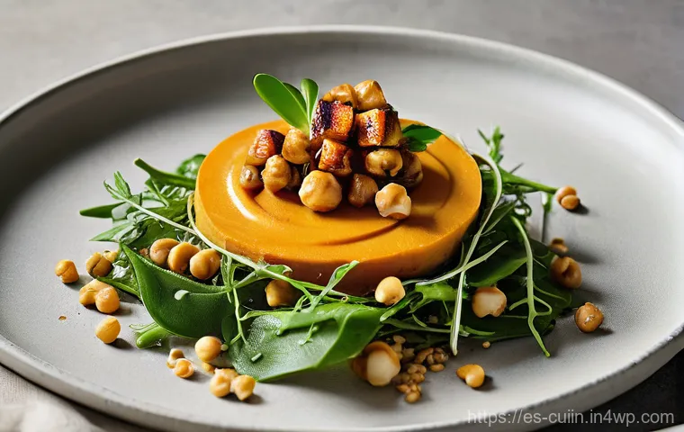 채식 요리의 맛을 극대화하는 실용 팁 - **Vibrant Spices and Fresh Herbs in a Modern Kitchen**
    A close-up, high-angle shot of a chef's h...