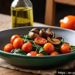 Home 20 채소에서 우러나는 감칠맛 활용하기 - A vibrant kitchen scene showcasing a rustic wooden table filled with freshly roasted vegetables like...